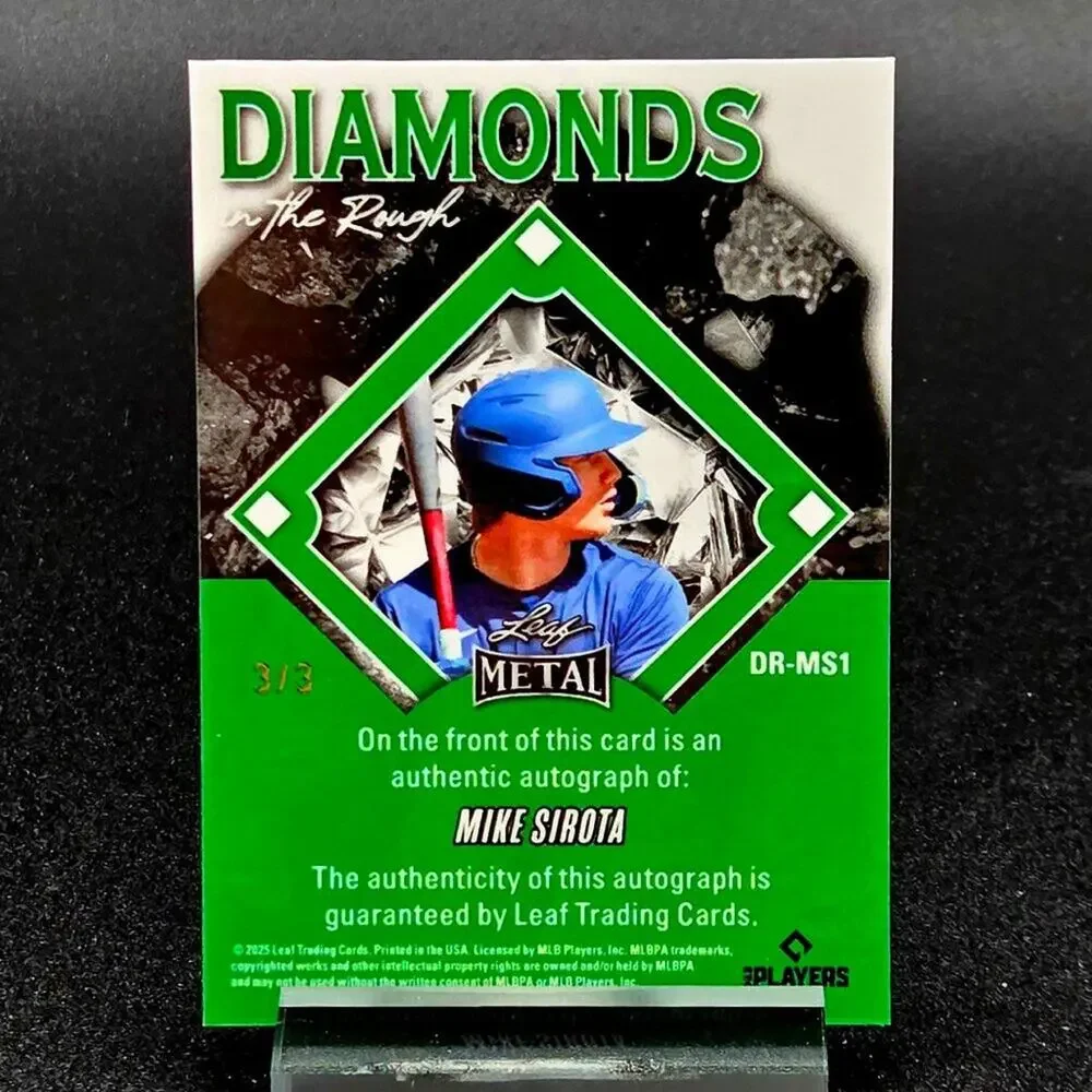 2025 Mike Sirota 3/3 Diamonds in the Rough Auto Los Angeles Dodgers Top Prospect - Picture 3 of 3